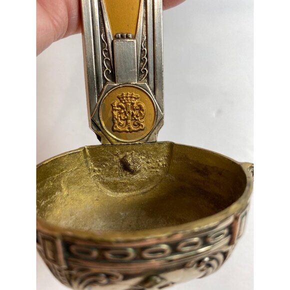 Holy Water Font Cross Brass 2-Tone Metal Christianity Vintage Catholic - Picture 4 of 7